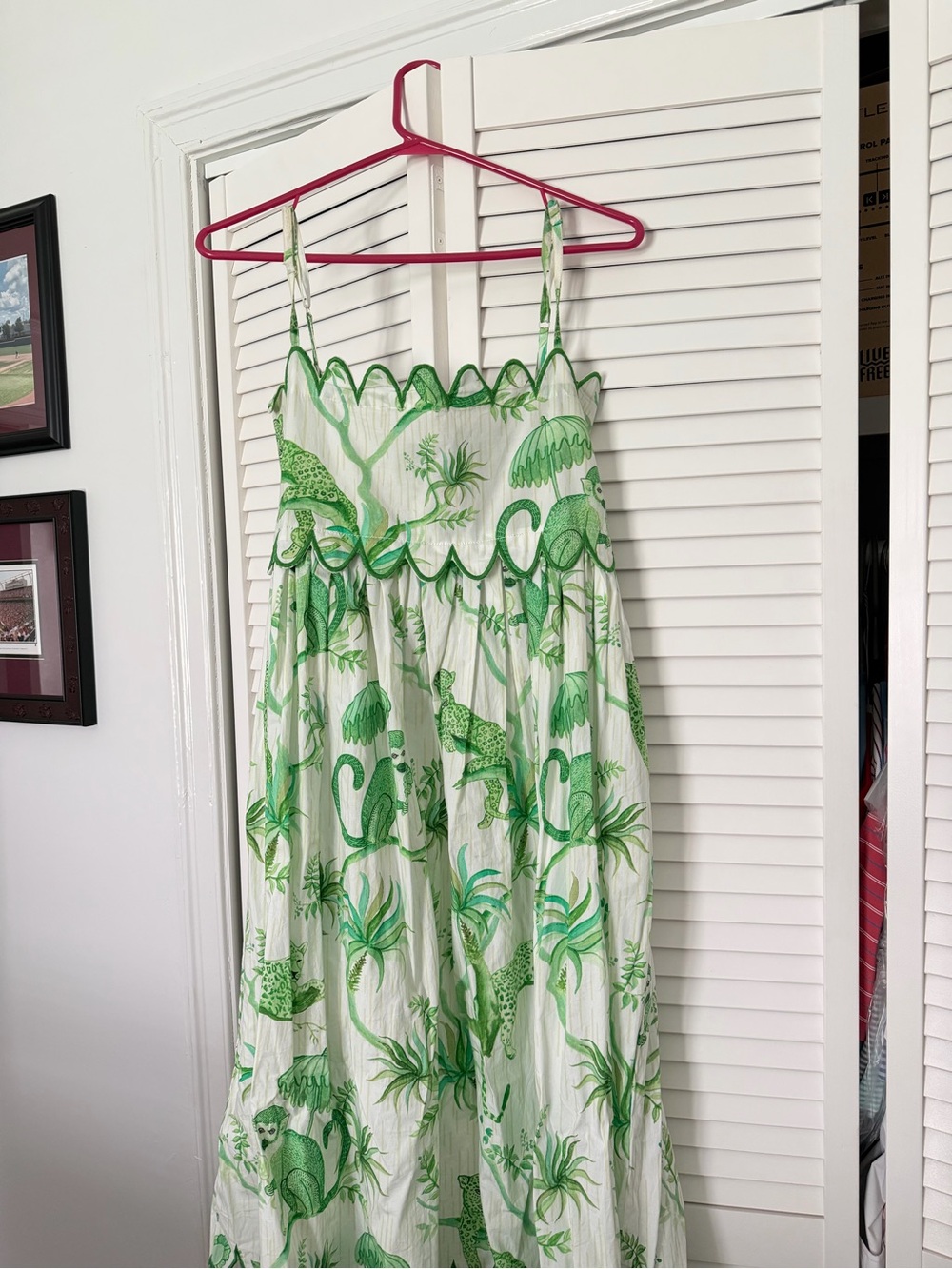 Marigold midi green tropical sundress